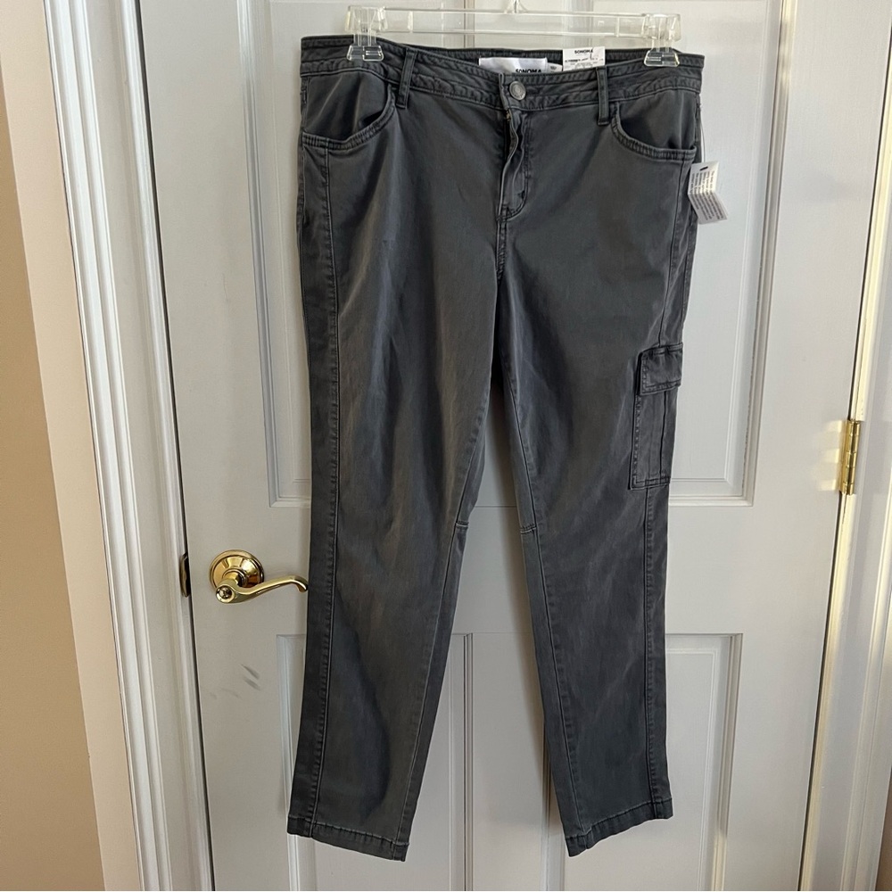NWT Womens SONOMA Goods For Life Grey Skinny Mid Rise Cargo Type Pants Size 16